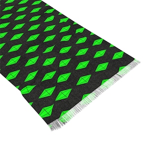 Sim Plumbob Pashmina Quirky PC Gamer Geeky Pattern Shawl Whimsical Festival Set Clothing Accessory Women Nerd Gaming Fashion Rave Scarf Gift