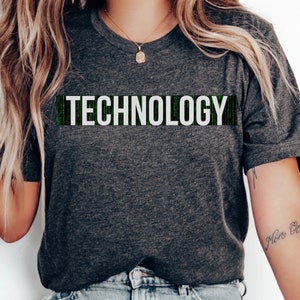 Matrix Technology T-Shirt, AI Futurist Tech T Shirt for Women Men, Geeky Coder Hacker Tee, Software Engineering Student Gift TA, IT Support