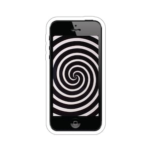 Trippy iPhone sticker, psychedelische smartphone laptop accessoire decoratie vinyl sticker, tech hacker geek donkere psychedelia punk grunge cadeau