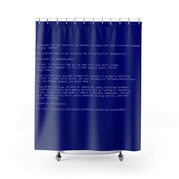 BSOD Shower Curtain, Blue Screen of Death Shower Curtain, Blue Shower Curtain, Unique Modern Bathroom, College Bathroom Gamer Aesthetic