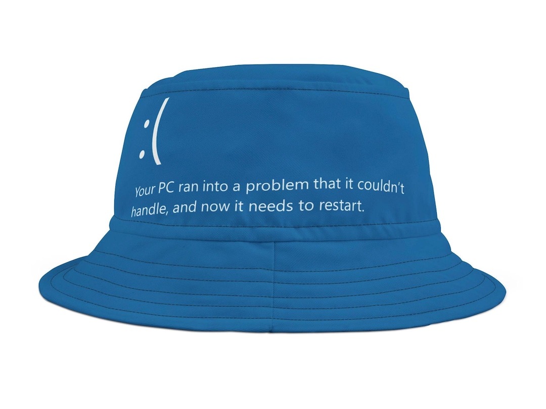 BSOD Bucket Hat, Blue Computer Error Gamer Wear, Tech Rave Headwear ...