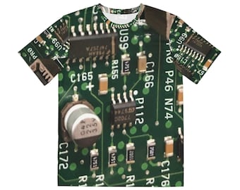 Maglietta con circuito stampato, maglietta Techwear con scheda madre, maglietta Cyber Tech, maglietta Geek PCB per uomo, regalo per informatico, ingegnere elettrico