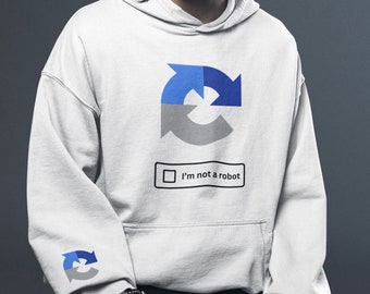 Not A Robot Hoodie, ReCAPTCHA Hooded Sweat Shirt, Computer IT Support Sweatshirt, Geeky Coder Tech Hoodie Gamer Hacker Nerdy Pullover Jacket