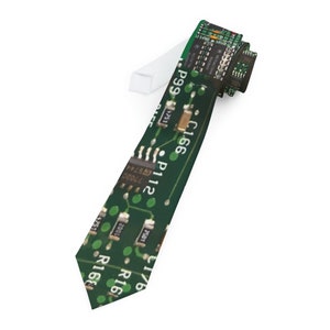 PCB Necktie, Green Circuit Tie, Printed Circuit Board Necktie, Circuit Necktie, Geeky Grad Gift for Men, Computer Science, IT Guy, Engineer