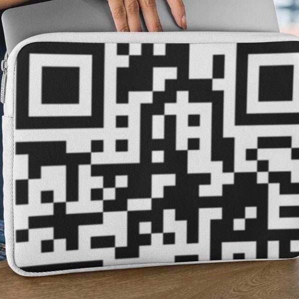 QR Code Laptop Sleeve, Computercore Soft Tech Device Protection Case, Black and White Book Computer Kindle Switch MacBook Pro Air iPad Gift