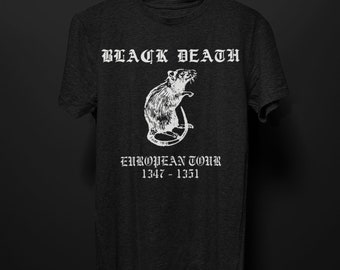 Black Death European Tour T-Shirt, Goth Alt Plague Rat Oversized Tee, Medieval Dark Aesthetic T Shirt, Edgy Punk Grunge Occult Offensive Tee