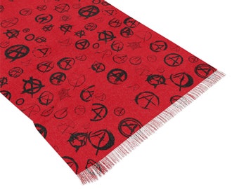 Red Anarchism Pashmina, Scarf Dark Clothing for Anarchist Raver Gift, Anarchy Rave Accessory Shawl Punk Clothes Wrap Headwear Balaclava Mask