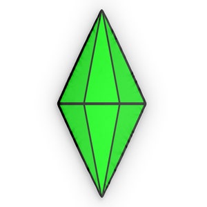 Sim Plumbob Pillow, Plum-bob Shaped Gaming Cushion, Green Crystal Plush Mascot Unique Nostalgic PC Gamer Gift Idea for Birthday Secret Santa