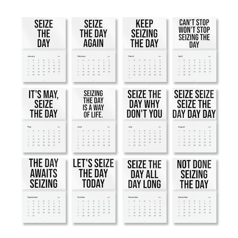2024 Seize the Day Hanging Wall Planner Calendar With Positive