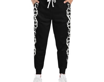 Cyber Sigil Side Stripe Joggers, Black Alt Core Athletic Joggers