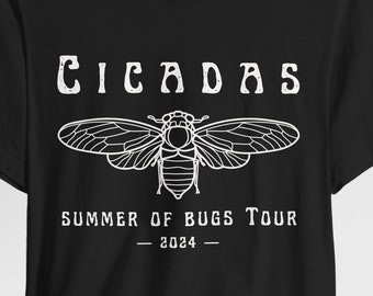 Camiseta Cicada Tour, Camiseta Cicada 2024 para mulheres e homens, Presente engraçado para entomologista, Camiseta para amantes de insetos, Roupas com estética grunge escura