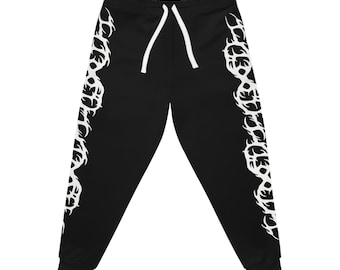Cyber Sigil Side Stripe Joggers, Black Alt Core Athletic Joggers, Pantalones streetwear, Cyberpunk Techwear Athleisurewear, Ropa de gimnasio única