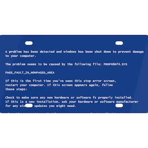 BSoD License Plate, Blue Screen of Death Car Accessory, Nerdy Computer Geek Vehicle Decor, Hacker Gift PC Programmer IT Tech Support Present