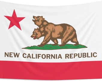 New California Republic Flag Tapestry, NCR Flag Banner Canvas Artwork Poster Videogame Fan Art PC Gamer Room Wall Decoration Scifi Nerd Gift