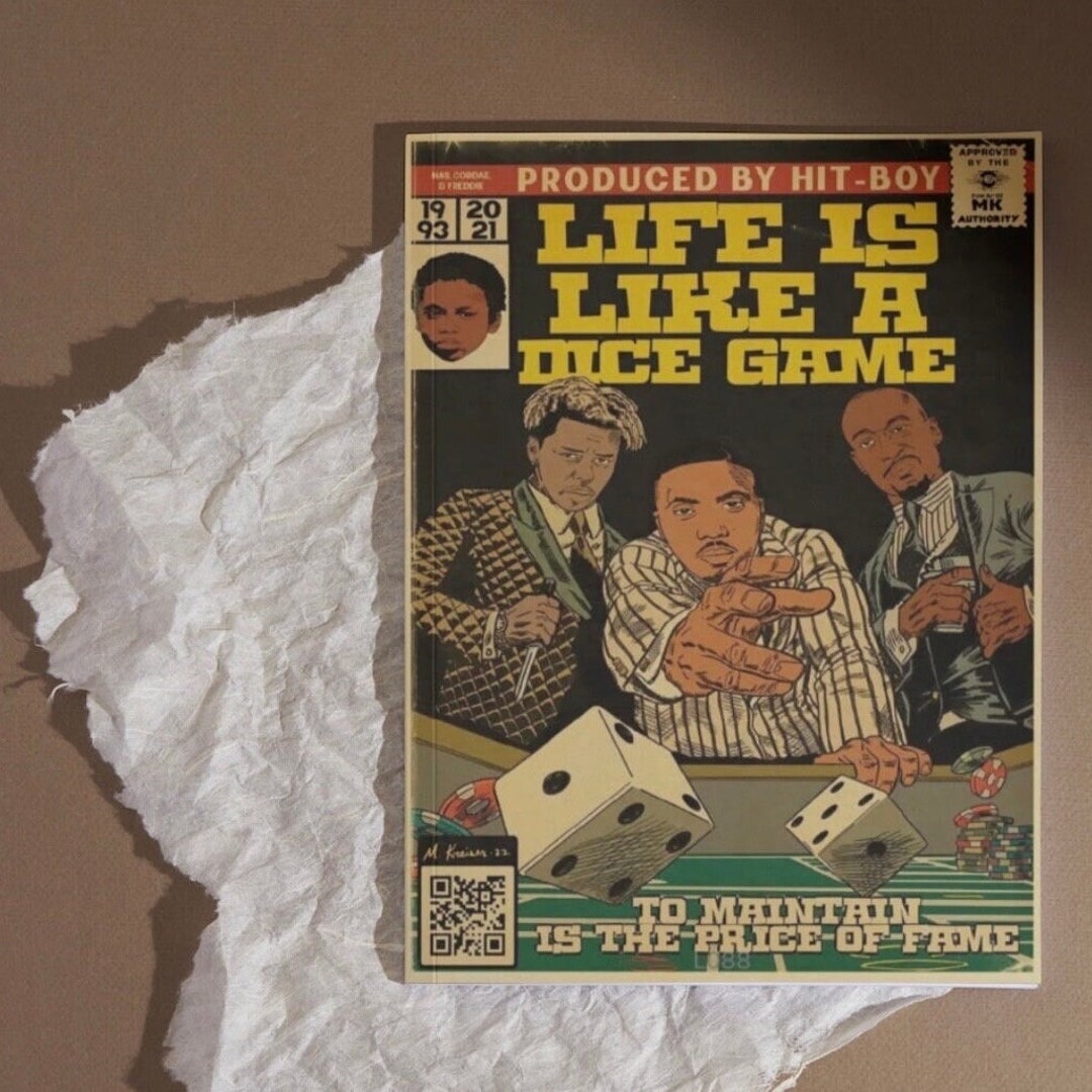 Oldschool Rap Poster, Nas Poster, Retro Poster, Rap Poster, Nas Poster - Life Is Like A Dice Game Lyrics