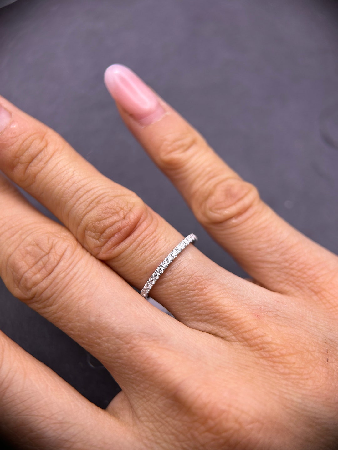 0.26ct Lab Diamond Wedding Band Stackable Band 14K Solid Gold Half Eternity Diamond Ring 18K