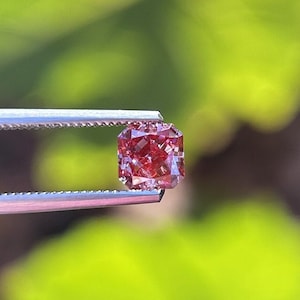 0.98ct Radiant Cut Fancy Deep Pink Lab Diamond /Lab Pink Diamond for Engagement Ring /Affordable Diamond /She said yes /April birthstone