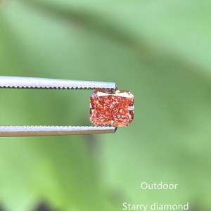 IGI certified 1.38ct Radiant Cut Fancy Vivid Brownish Pink Lab Diamond/Pink Diamond for Engagement Ring/Affordable Diamond/ April birthstone