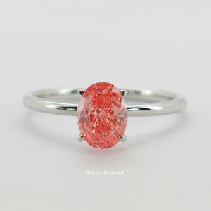 14K Solid Gold Pink diamond engagement Ring| 1ct Lab Pink diamond ring| Classic Solitaire diamond ring |Affordable diamond