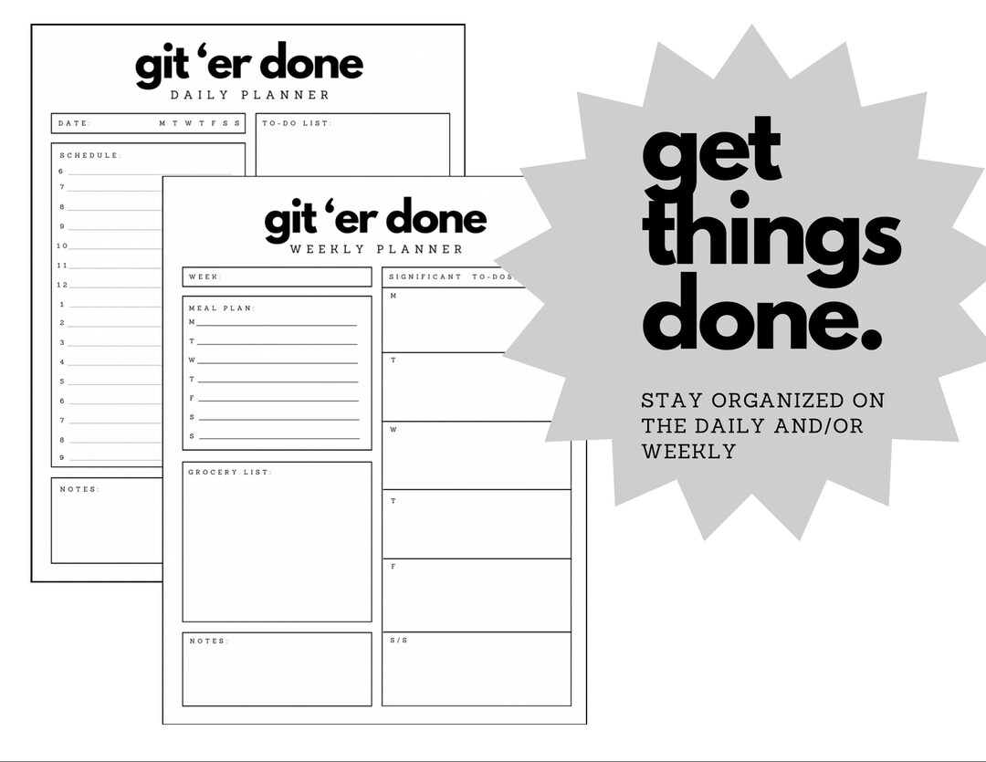 Git Er Done Printable Todo List Printable Planner Daily to Do List