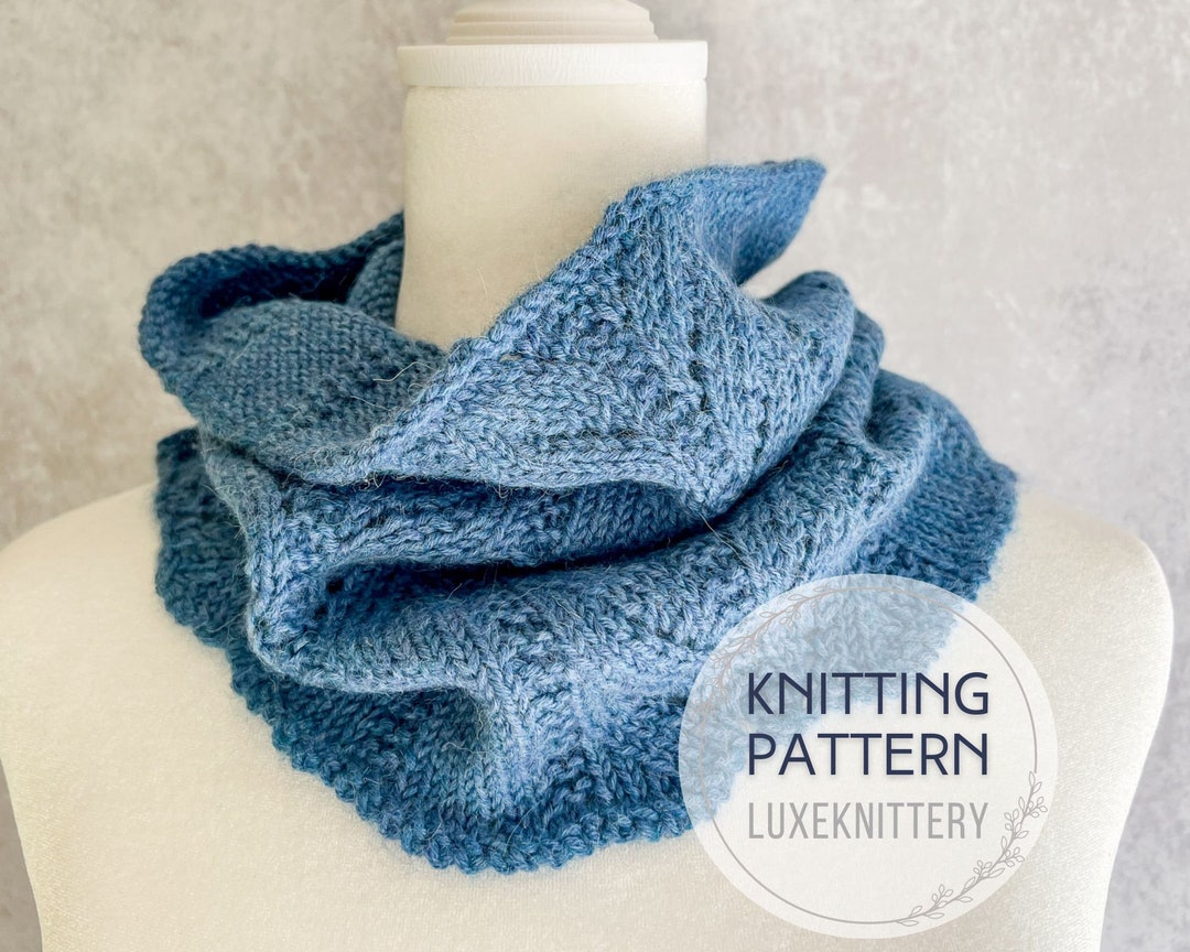 Cowl Knitting PATTERN / Easy Knit Lace Scarf One Skein Beginner Project ...