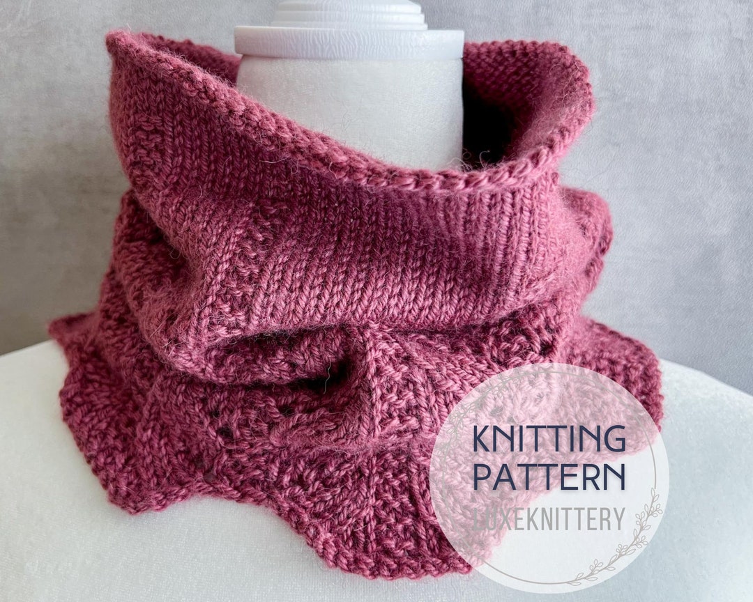 Cowl Knitting PATTERN / Easy Knit Lace Scarf One Skein Beginner Project ...