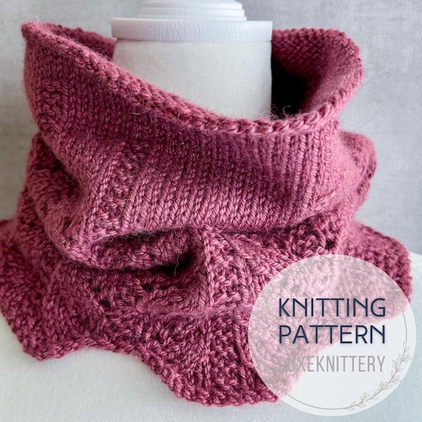 Cowl Knitting PATTERN / easy scarf knitting pattern quick scarf pattern knit cowl pattern lace scarf friend gift for mom sister gift idea