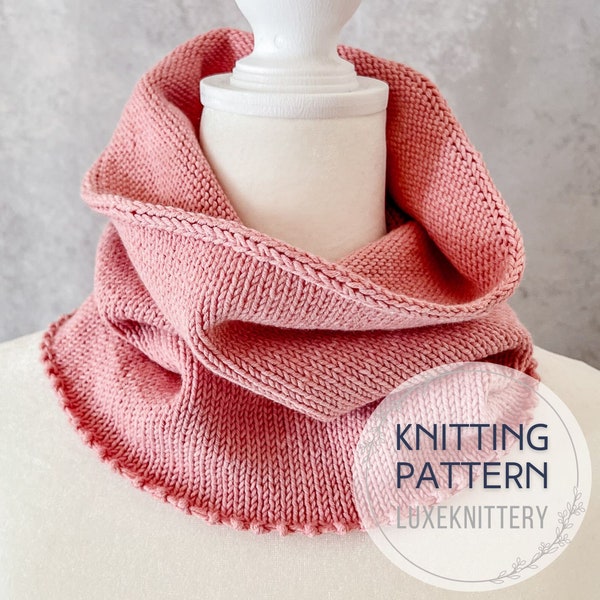 Cowl Knitting PATTERN / easy scarf knitting pattern knit cowl pattern one skein beginner pattern quick scarf pattern sportweight one hour