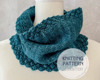 Cowl Knitting PATTERN: Easy Unique Scarf, Intermediate Level (Digital Download)