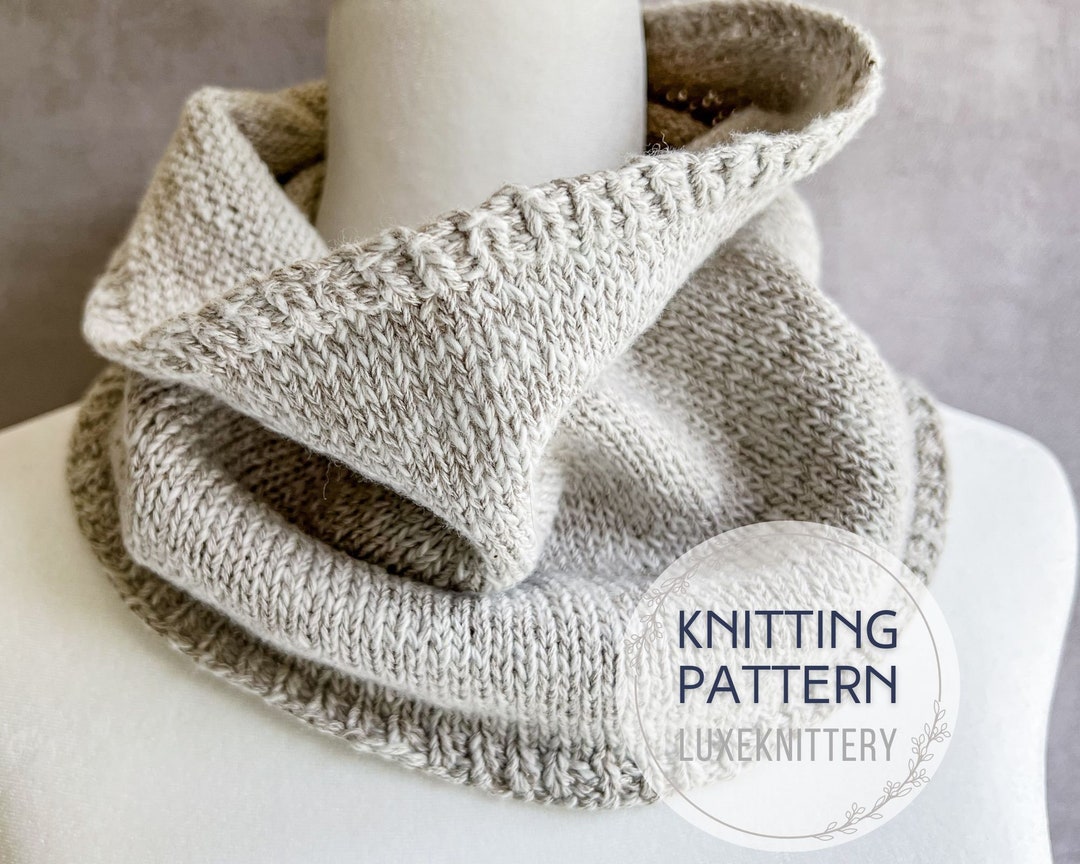 Cowl Knitting PATTERN / Easy Knit Scarf One Skein Quick Beginner ...