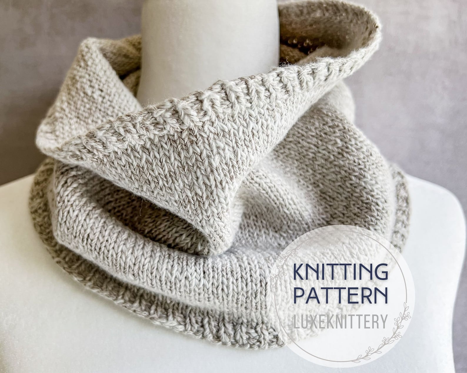Cowl Knitting PATTERN / Easy Knit Scarf One Skein Quick Beginner ...