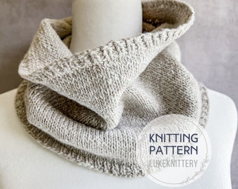 Cowl Knitting PATTERN / easy scarf knitting pattern knit cowl pattern one skein pattern quick scarf cowl scarf one hour beginner project