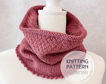 Cowl Knitting PATTERN / easy scarf knitting pattern quick scarf pattern knit cowl pattern gift idea mom gift sister quick knit friend gift