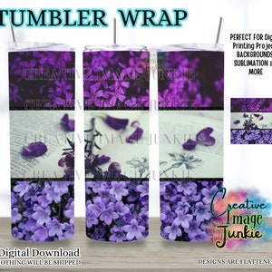 Papier d'emballage pour verre à lecture, papier peint à fleurs violettes, téléchargement numérique, papier pour verre à sublimation club de lecture 20 oz, papier à verres pour amoureux des livres