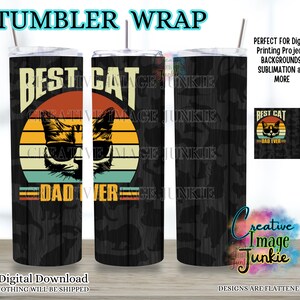 Katze Papa Becher wickeln, 20 Unzen Sublimation Tumbler Wrap, digitaler Download, Crazy Cat Dad Becher wickeln, Katzenbecher wickeln, coole Katze Papa Becher wr
