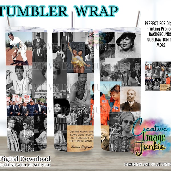 Civil Rights tumbler wraps, Activist tumbler wrap, Digital Download, 20oz African American Sublimation tumbler Wrap, black History designs