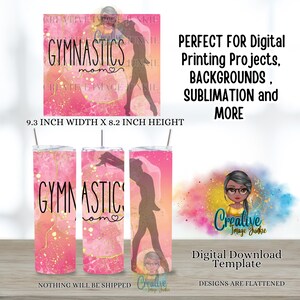 Mamma della ginnastica, disegno dell’involucro per sublimazione stampabile, PNG, ginnaste, burattatura, marmo acquerello ombre oro rosa, danza, Festa della mamma