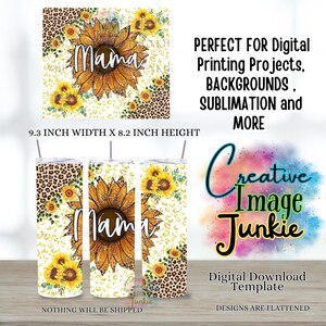 Sun Flower Mama PNG, téléchargement immédiat, emballage de verre à sublimation 20 oz, tournesols png, cadeau fête des mères, campagne chic png