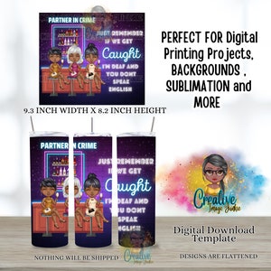 Partners in Crime Tumbler Wrap, 20 Unzen Sublimation Wrap, digitaler Download, Arbeit Bestie Tumbler Wrap, Schwester Tumbler Wrap, Bestie Tumbler Wrap