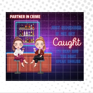 Partners in Crime PNG, 20oz sublimatie wrap, modepoppen meisjes, instant digitale download, Chibi beste vrienden, besties png, zusters geschenken
