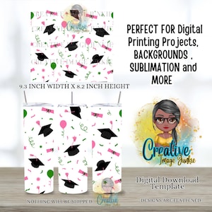 Alpha rose et vert, cadeau de diplômé HBCU, cadeau sororité AKA, cadeaux de sororité, téléchargement numérique instantané, emballage de verre à sublimation 20 oz, rose