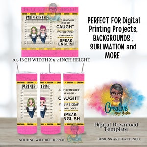 Partners in Crime bekerwrap, 20oz sublimatiewrap, digitale download, work bestie bekerwrap, zus bekerwrap, bestie bekerwrap