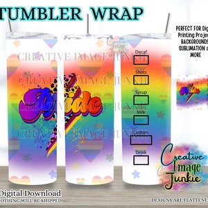 PRIDE beker png, zelfliefde cadeau, 20oz sublimatie beker wrap, instant digitale download, Pride Coffee png, LGBTQIA-bewustzijn png