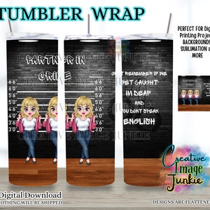 Emballage pour gobelet Partners in Crime, emballage pour sublimation 20 oz, téléchargement numérique, emballage pour gobelet bestie au travail, emballage pour gobelet soeur, emballage pour gobelet bestie