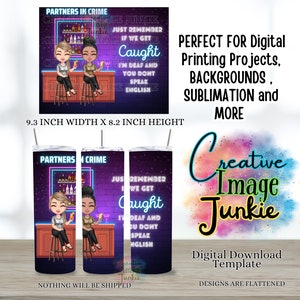 Partners in Crime bekerwrap, 20oz sublimatiewrap, digitale download, work bestie bekerwrap, zus bekerwrap, bestie bekerwrap
