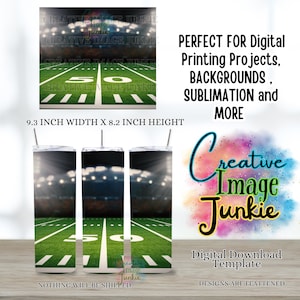 Football Field Tumbler Wrap PNG - 20 Unzen Skinny Sublimation Design | Stadion Spiel Tag Digitaler Download | Sport Fan Hintergrund PNG