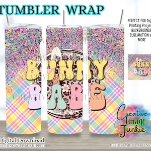 Involucro per tumbler per bambina di Pasqua, involucro per tumbler con coniglietto pasquale, download digitale, tumbler per sublimazione da 20 once, involucro per tumbler pasquale carino