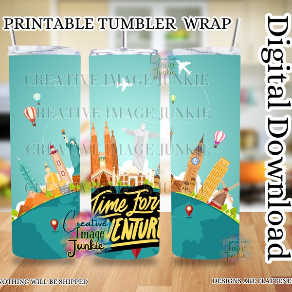 Travel tumbler wrap, World Map tumbler wrap, 20oz Sublimation Wrap, best friend tumbler wrap, digital download, Bestie tumbler wrap