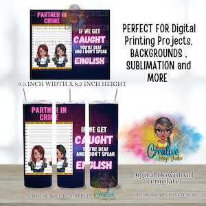 Partners in Crime PNG, 20 Unzen Bestie Sublimation Wrap, digitaler Download, Polizei Insasse Becher wickeln, Bester Freund Becher wickeln, Schwester Becher