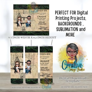 Partners in Crime PNG, 20 Unzen Paare Sublimation Wrap, Digitaler Download, Polizei Insasse Becher Wrap, Bester Freund Becher PNG, Sibling Becher